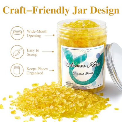 Yellow Crushed Glass for Resin Art & Crafts