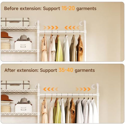 L3 Wall Mounted Metal Pipe Closet System Heavy Duty Garment Rack