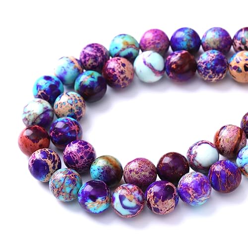 91PCS 4mm Natural Galaxy Sea Sediment Jasper Beads Gemstone Round Loose Spacer Stone Beads for Jewelry Making DIY Bracelet Necklace 15 Inch (16 Count)