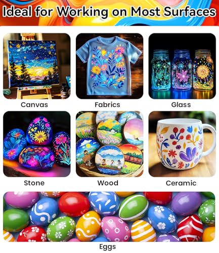 40 PCS Classic & Glow in the Dark Acrylic Paint Set