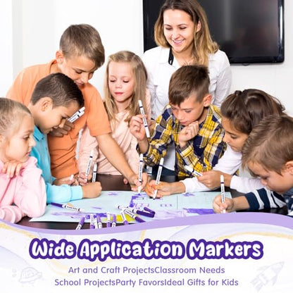 18 Pcs Line Washable Markers Purple Fine Tip Markers for Kid (18 Count)
