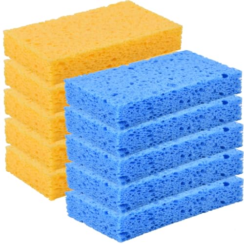 Sponges Kitchen 10 Pack Natural Compressed Cellulose Sponges for Dishes Non Scratch for Household Cookware Bathroom Cars Soft Super Absorbent Reusable