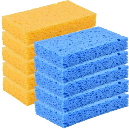 Sponges Kitchen 10 Pack Natural Compressed Cellulose Sponges for Dishes Non Scratch for Household Cookware Bathroom Cars Soft Super Absorbent Reusable