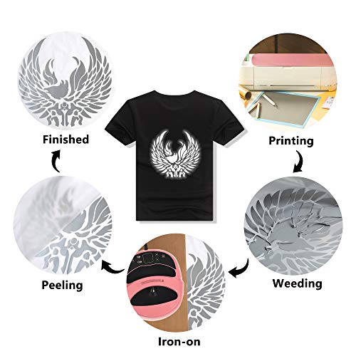 RENLITONG Reflective HTV Iron on Vinyl 12Inch by 10ft Roll Heat Transfer Vinyl for T (10 Foot)