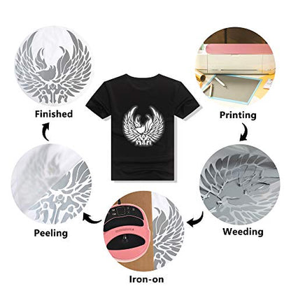 RENLITONG Reflective HTV Iron on Vinyl 12Inch by 10ft Roll Heat Transfer Vinyl for T (10 Foot)