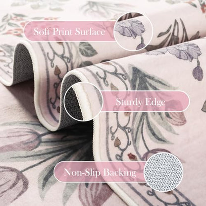 Pink Rugs for Bedroom Girls Nursery (35 Sq Ft)