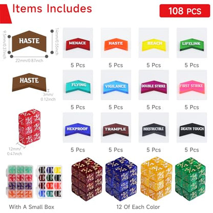 108PCS 12mm MTG Counter Dice +1
