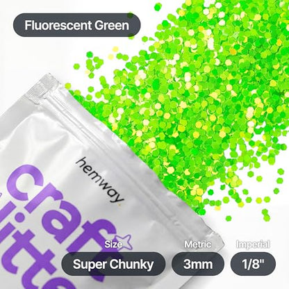 Craft Glitter Fluorescent Neon Green 100g Super Chunky Glitter (3.5274 Ounce)