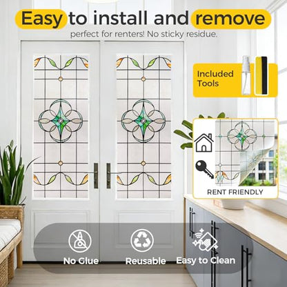 3D Stained Glass Window Privacy Film Decorative Non