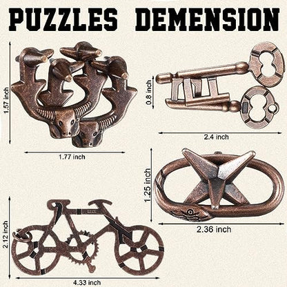 9 Pcs Metal Brain Teasers 3D Steel Puzzle Set (9 Count)