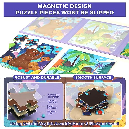 3 in 1 Toddlers Animal Magnetic Jigsaw Puzzle (3 Count)