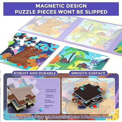 3 in 1 Toddlers Animal Magnetic Jigsaw Puzzle (3 Count)