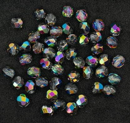 50 pcs Faceted Fire Polished Pressed Czech Glass Beads 6mm (50 Count)