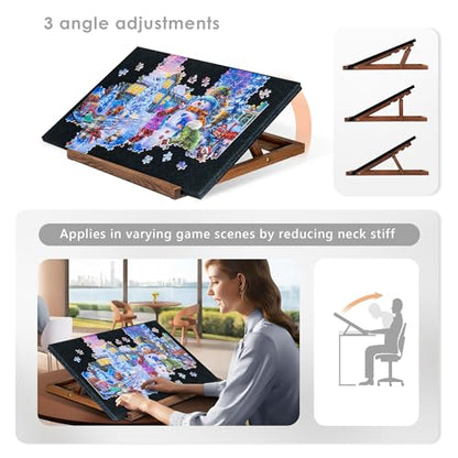 Foldable Jigsaw Puzzle Board with 3 Angle Adjustable Bracket