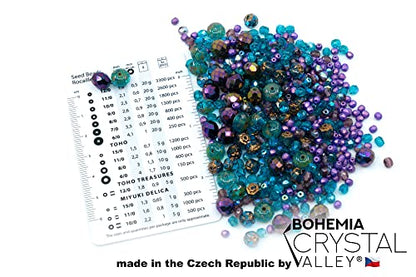 0.88oz of Blue Purple Mix of Czech Faceted Fire Polished Beads