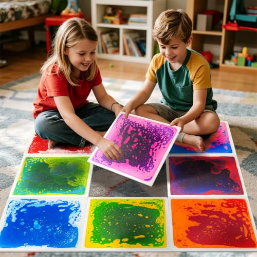 Liquid Sensory Floor Tiles for Kids Ages 3+ (6 Count)