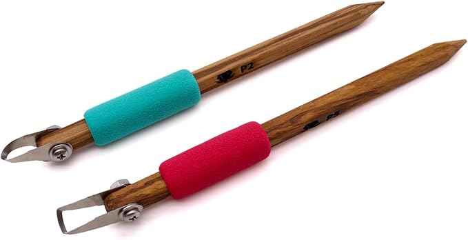 The Original DiamondCore Tools: 2-Pack Pottery Carving Tool Set ‚ P2 & P5, Clay Sculpting, Relief Carving, Ceramic Trimming, Sgraffito (Set 2)