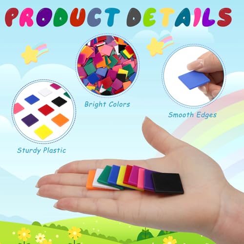 200 Pcs Plastic Square Color Tiles (200 Count)