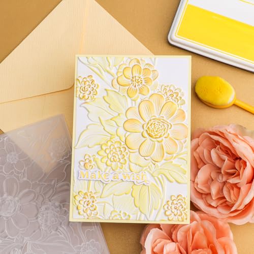 3D Embossing Folder for Card Making Texture Fades Blossom Bloom Floral Plastic Embossing Folder Template for DIY Scrapbooking Paper Card Making Paper Card Embossing Stencil