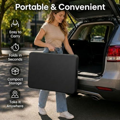 Folding Table 6 FT Lightweight Camping Table Black Portable Plastic Rectangular Outdoor Dining Table Steel Legs Fold