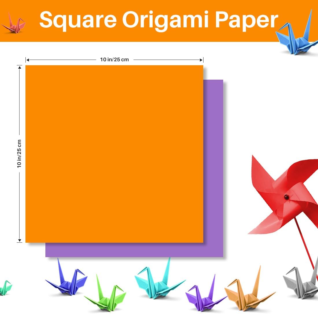 Opret Origami Paper Large, 100 Sheets 9.8x9.8 inch 25x25 cm Origami Paper 50 Vivid Colors Single Sided for Arts and Crafts Projects - Crafty Corner