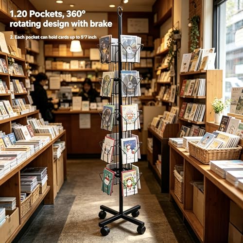 Black Greeting Card Display Rack Rotating Flyer Stand
