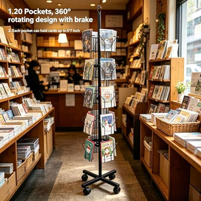 Black Greeting Card Display Rack Rotating Flyer Stand