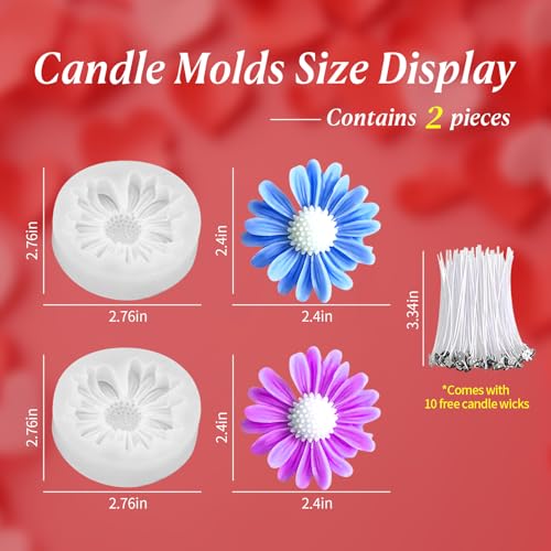 2PCS 3D Flower Candle Making Molds Moldes de Silicona para Velas (2 Count)