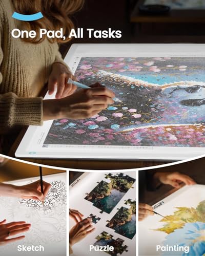 A1 Large LED Light Pad for Diamond Painting AC Powered Light Board Kit Adjustable Brightness Light Box Drawing for 5D Diamond Painting Kits