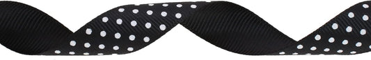 Polka Dot Grosgrain Ribbon 25 Yard Each Roll 100% Polyester (3/4", Black) - Crafty Corner