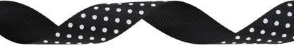 Polka Dot Grosgrain Ribbon 25 Yard Each Roll 100% Polyester (3/4", Black) - Crafty Corner