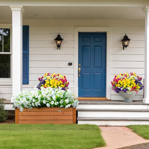 Artificial Fake Flowers For Outdoor Outside Decoration (16 Count)