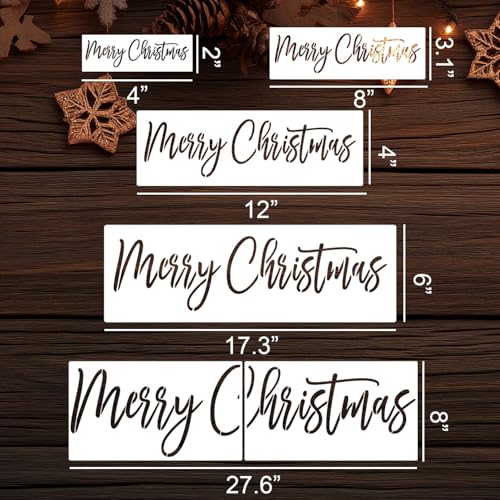 Merry Christmas Stencil Large Christmas Stencils for Crafts Reusable (6 Count)