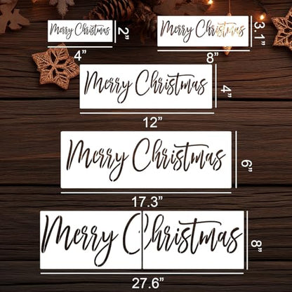 Merry Christmas Stencil Large Christmas Stencils for Crafts Reusable (6 Count)