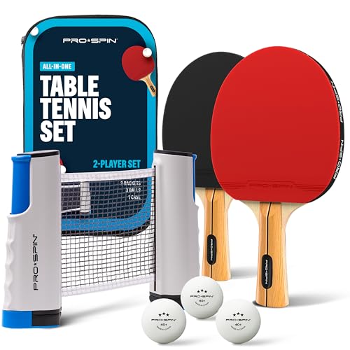 Portable Ping Pong Set with Retractable Ping Pong Net for Any Table
