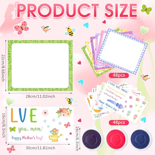 48 Sets Mother's Day Handprint Crafts DIY Religious Hand Keepsake Craft Gifts with Flower Stickers for Mom Dad Home Party Activities (48 Count)