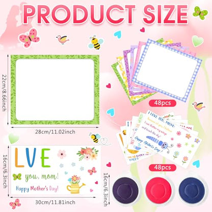 48 Sets Mother's Day Handprint Crafts DIY Religious Hand Keepsake Craft Gifts with Flower Stickers for Mom Dad Home Party Activities (48 Count)