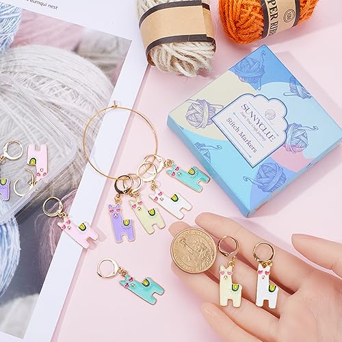1 Box 20pcs Crochet Knitting Markers Stitch Charms Alpaca Cute Animals Locking Stitch Charm Crochet Knitting Markers for Weaving Sewing Needleworks DIY Crafts (20 Count)