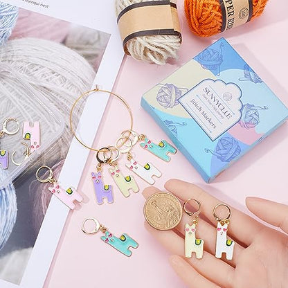 1 Box 20pcs Crochet Knitting Markers Stitch Charms Alpaca Cute Animals Locking Stitch Charm Crochet Knitting Markers for Weaving Sewing Needleworks DIY Crafts (20 Count)
