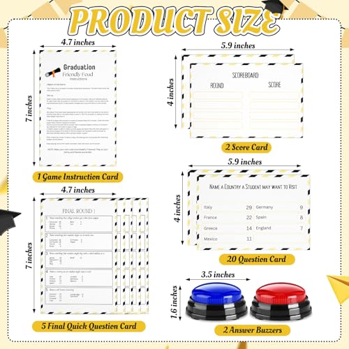 Graduation Friendly Feud Game with 2 Answer Buzzers for Class Party (30 Count)