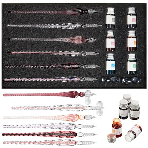 14 Pcs Glass Dip Pen Ink Set for Art Supplies (6 Count)