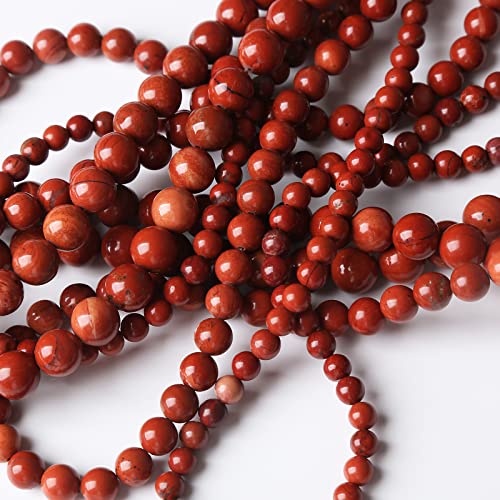 60PCS 6MM Red Jasper Stone Beads Round Loose Stone Beads for Jewelry Making DIY Energy Stone Healing Power Bracelet 15"