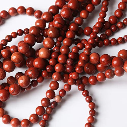 60PCS 6MM Red Jasper Stone Beads Round Loose Stone Beads for Jewelry Making DIY Energy Stone Healing Power Bracelet 15"