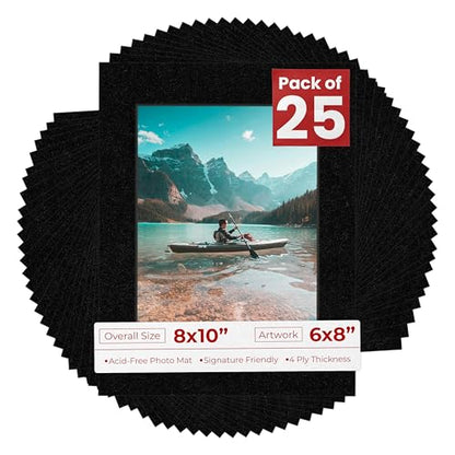 Pack of 25 Acid Free 8x10 Mats Bevel Cut for 6x8 Photos (25 Count)