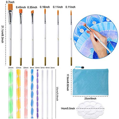 58PCS Mandala Dotting Tools Set with a Blue Zipper Waterproof Storage Bag for Painting Rocks