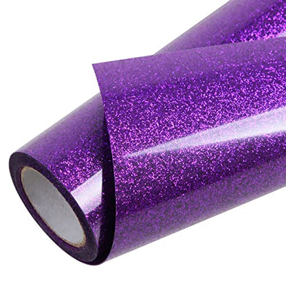Purple Glitter HTV Heat Transfer Vinyl Roll 12 inch x 5 ft Iron on Vinyl for T Shirts Crafts