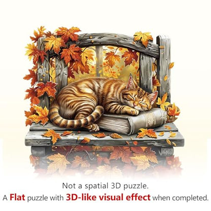 Resting Cat Puzzles Adults Gifts Wooden 290 Pieces 13.4 * 13.4in