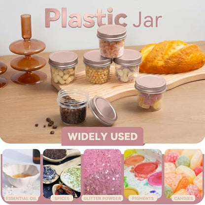 4 oz Plastic Small Mason Jars and Small Plastic Jars with Lids (40 Count)