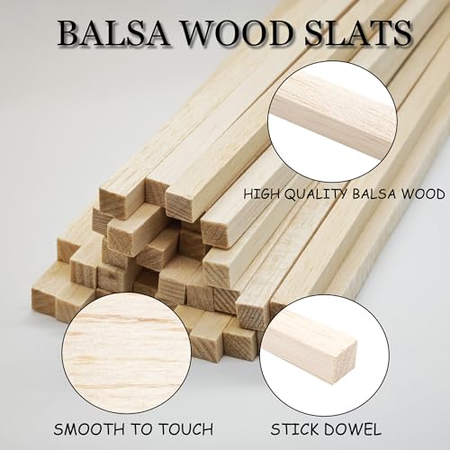 30Pcs Balsa Wood Square Dowels 3 (30 Count)