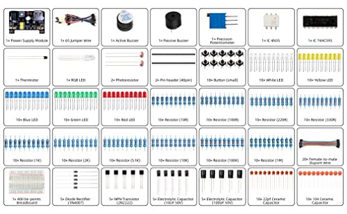 298 Pieces Electronics Starter Kit with Breadboard for Arduino (176 Count)